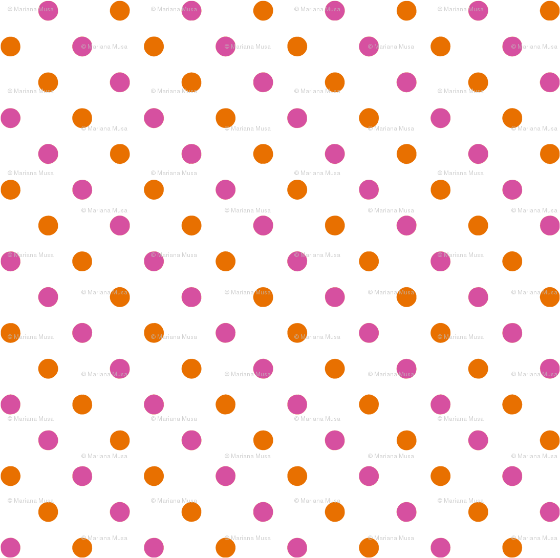 Fun Flowers Pink Orange Polka Dots Fabric - Fun Flowers Pink Orange Polka Dots Fabric (1125x1125)