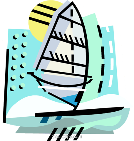 Windsurfing Royalty Free Vector Clip Art Illustration - Windsurfing Royalty Free Vector Clip Art Illustration (456x480)