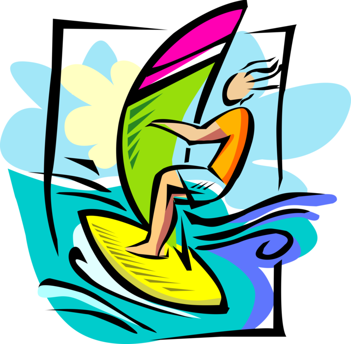 Windsurfer Royalty Free Vector Clip Art Illustration - Windsurfer Royalty Free Vector Clip Art Illustration (714x700)