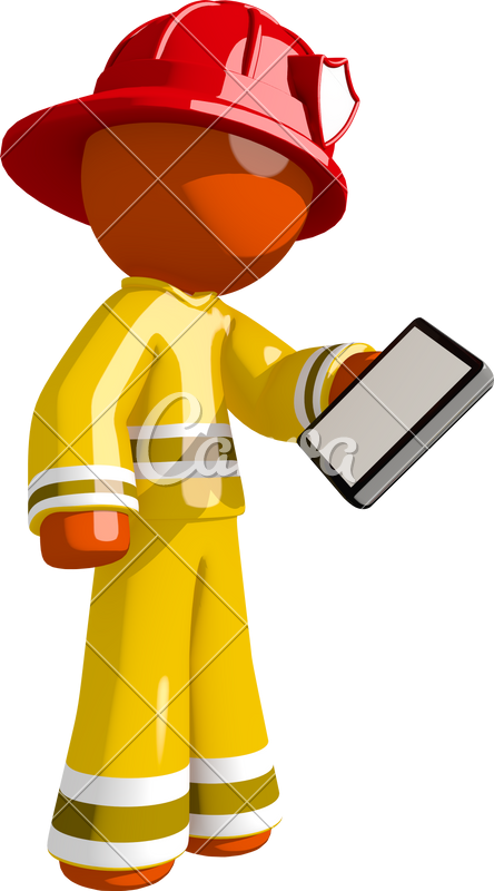 Orange Man Firefighter Using Phone - Orange Man Firefighter Using Phone (444x800)