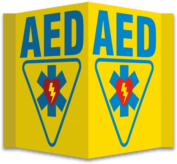 3-way Aed Sign - 3-way Aed Sign (600x557)