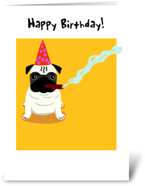 Pug Old Dog Birthday Greeting Card - Pug Old Dog Birthday Greeting Card (350x396)