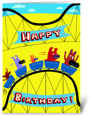 Roller Coaster Birthday Greeting Card - Roller Coaster Birthday Greeting Card (350x396)