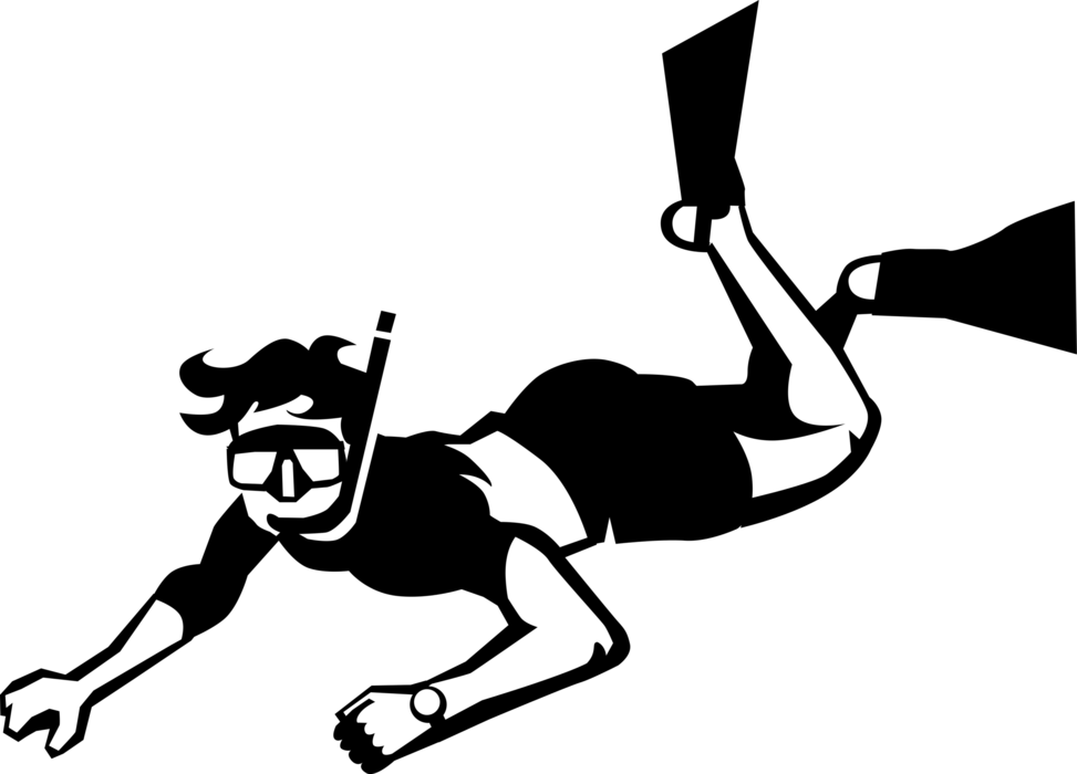 Vector Illustration Of Scuba Diver With Snorkel And - Vector Illustration Of Scuba Diver With Snorkel And (973x700)
