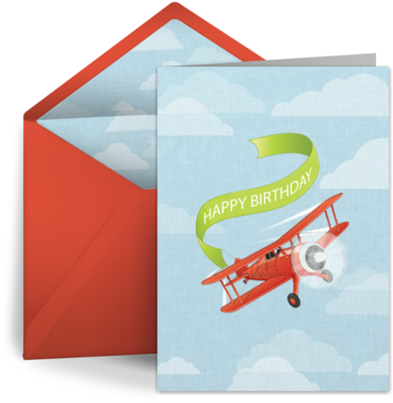 A Vintage-inspired Airplane Free Birthday Card - A Vintage-inspired Airplane Free Birthday Card (460x460)