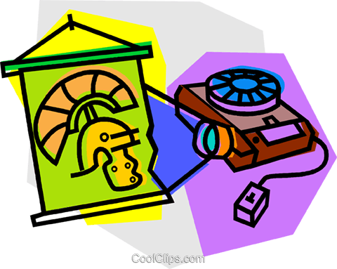 Projector With Slide Royalty Free Vector Clip Art Illustration - Projector With Slide Royalty Free Vector Clip Art Illustration (480x383)