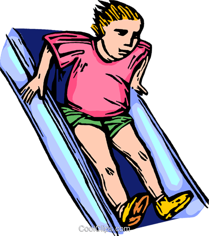 Child Sliding Down A Slide Royalty Free Vector Clip - Child Sliding Down A Slide Royalty Free Vector Clip (426x480)