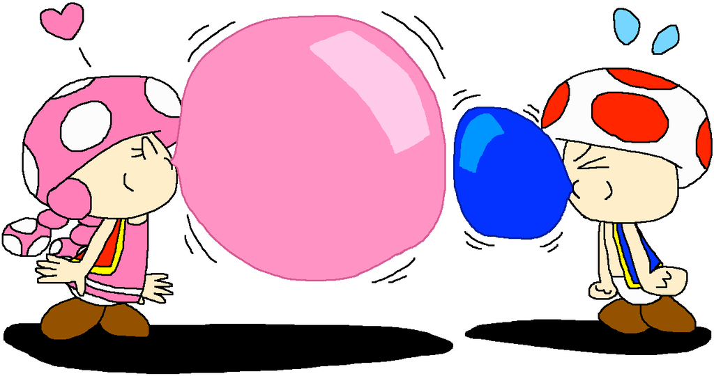 Toad And Toadette's Bubble Gum Blowing Color By Pokegirlrules - Toad And Toadette's Bubble Gum Blowing Color By Pokegirlrules (1024x561)