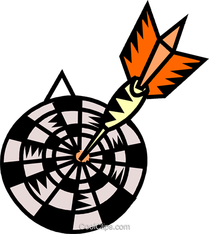 Dartboard With Dart Royalty Free Vector Clip Art Illustration - Dartboard With Dart Royalty Free Vector Clip Art Illustration (429x480)