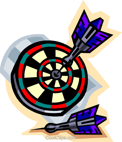 Darts In Dartboard Royalty Free Vector Clip Art Illustration - Darts In Dartboard Royalty Free Vector Clip Art Illustration (413x480)