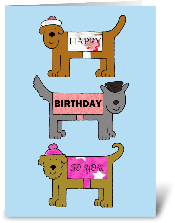 Dogs In Coats And Hats, Happy Birthday Greeting Card - Dogs In Coats And Hats, Happy Birthday Greeting Card (700x792)