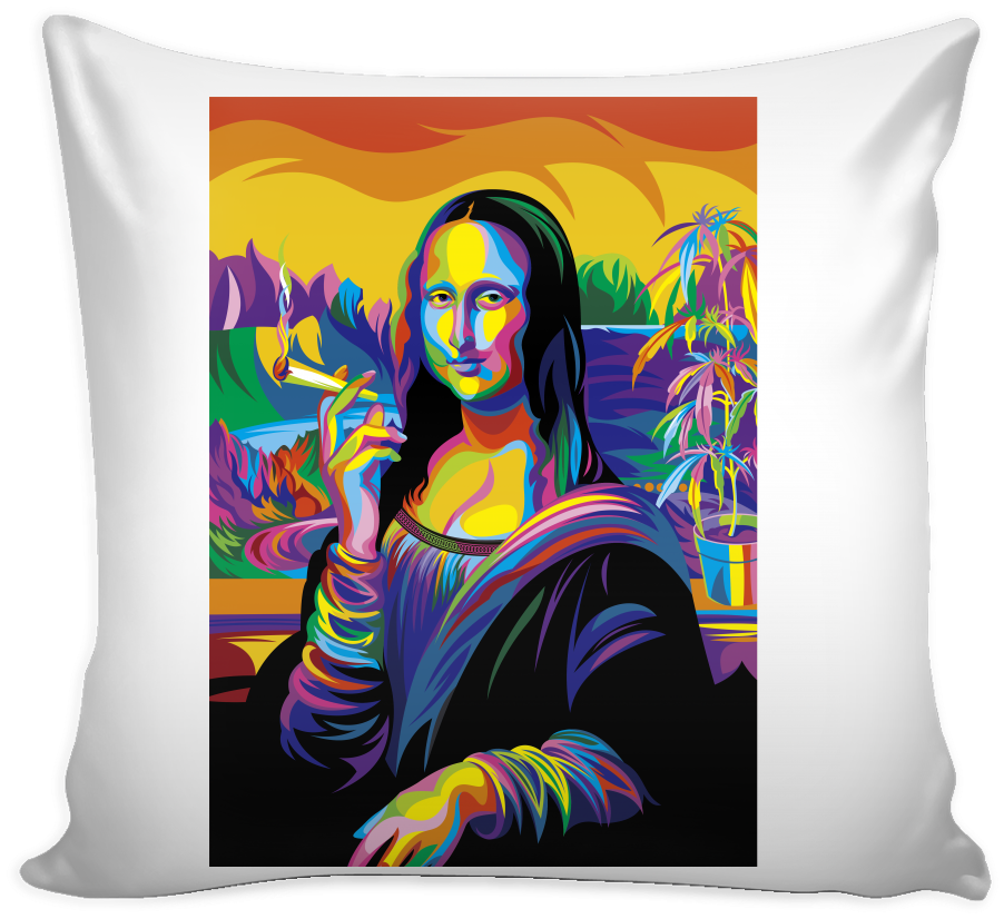 Mona Lisa Smoking Art Pillow Cover - Mona Lisa Smoking Art Pillow Cover (902x826)