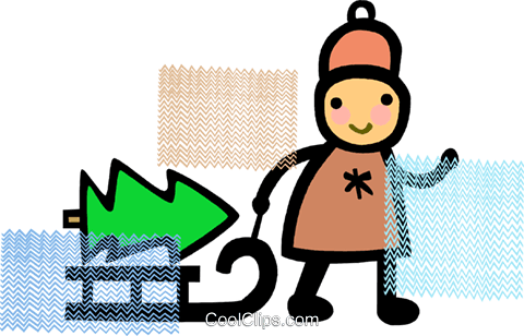 Person Pulling A Tree On A Sled Royalty Free Vector - Person Pulling A Tree On A Sled Royalty Free Vector (480x308)