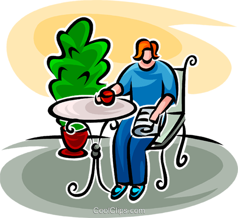Woman Reading The Paper Drinking Coffee Royalty Free - Woman Reading The Paper Drinking Coffee Royalty Free (480x440)