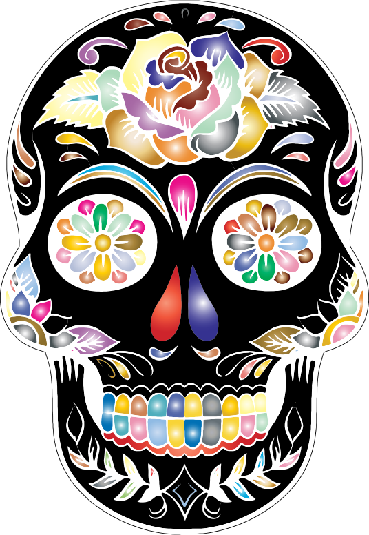 Prismatic Sugar Skull Silhouette By Karen Arnold - Prismatic Sugar Skull Silhouette By Karen Arnold (536x776)