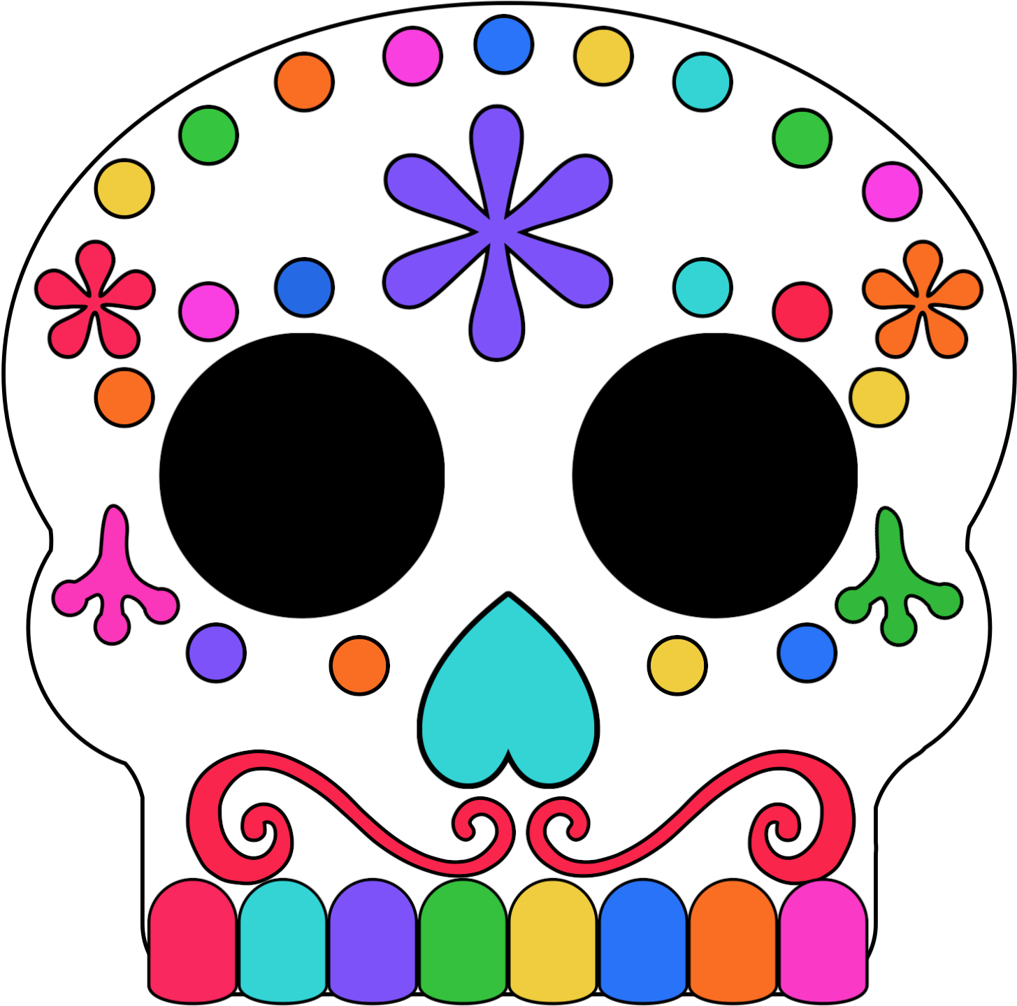 Colored In Day Of The Dead Sugar Skull Masks - Colored In Day Of The Dead Sugar Skull Masks (1563x1563)