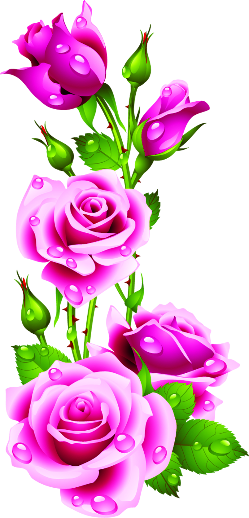 Pink Flowers Clip Art Drops Petals - Pink Flowers Clip Art Drops Petals (804x1672)