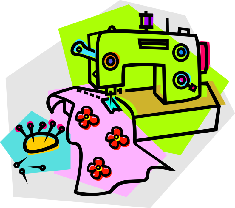 Sewing Machine Royalty Free Vector Clip Art Illustration - Sewing Machine Royalty Free Vector Clip Art Illustration (788x700)