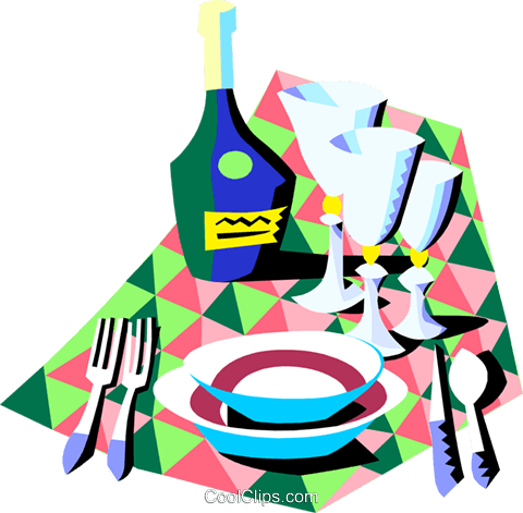 Dinner Setting Royalty Free Vector Clip Art Illustration - Dinner Setting Royalty Free Vector Clip Art Illustration (480x471)
