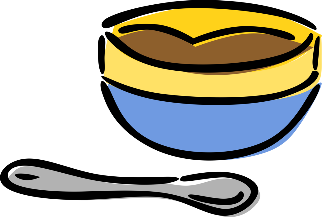 Vector Illustration Of Dessert Dish In Bowl With Spoon - Vector Illustration Of Dessert Dish In Bowl With Spoon (1040x700)