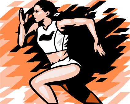 Female Sports Woman Silhouette - Female Sports Woman Silhouette (424x340)
