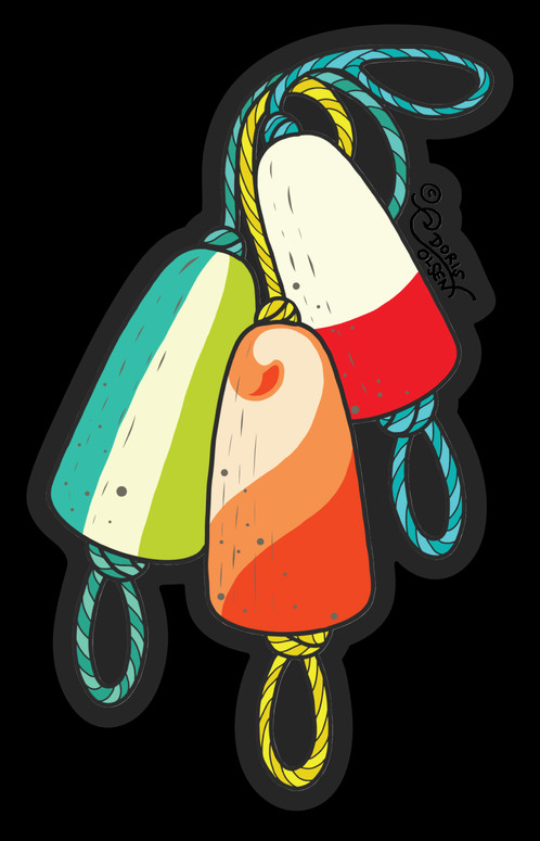 Three Dungeness Crab Commercial Fishing Bouyes, Originally - Three Dungeness Crab Commercial Fishing Bouyes, Originally (498x775)