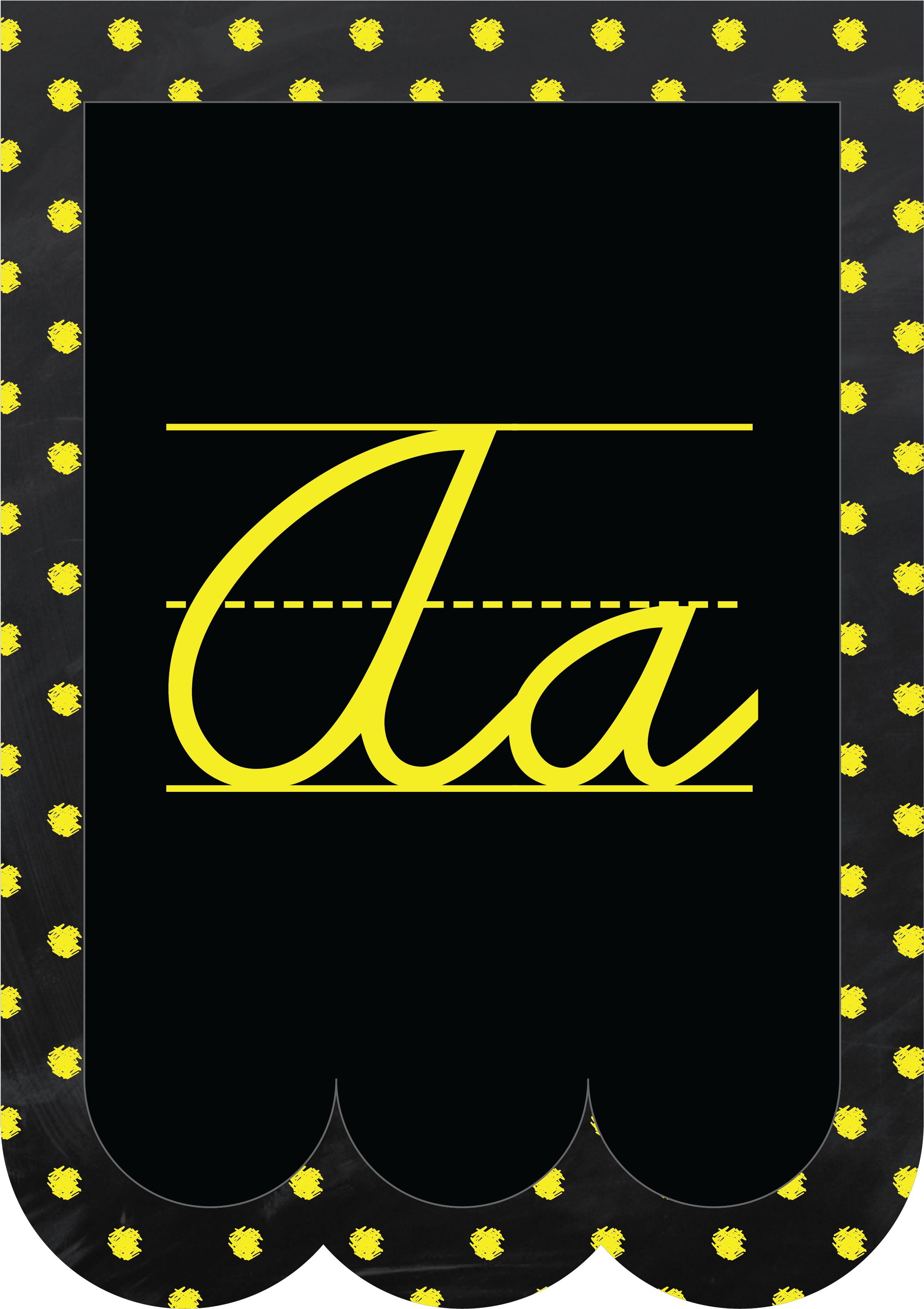 Chalkboard Bunting Banner Alphabet Polka Dot In Cursive - Chalkboard Bunting Banner Alphabet Polka Dot In Cursive (2550x3301)