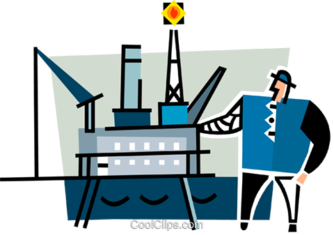 Man At A Offshore Oil Rig Royalty Free Vector Clip - Man At A Offshore Oil Rig Royalty Free Vector Clip (480x337)