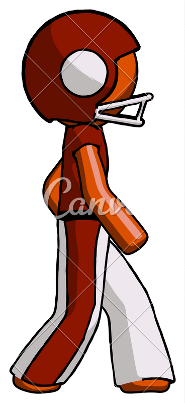 Orange Football Player Man Walking Right Side View - Orange Football Player Man Walking Right Side View (368x800)