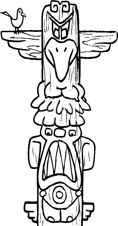 Halibut Drawing Totem Pole - Halibut Drawing Totem Pole (600x802)
