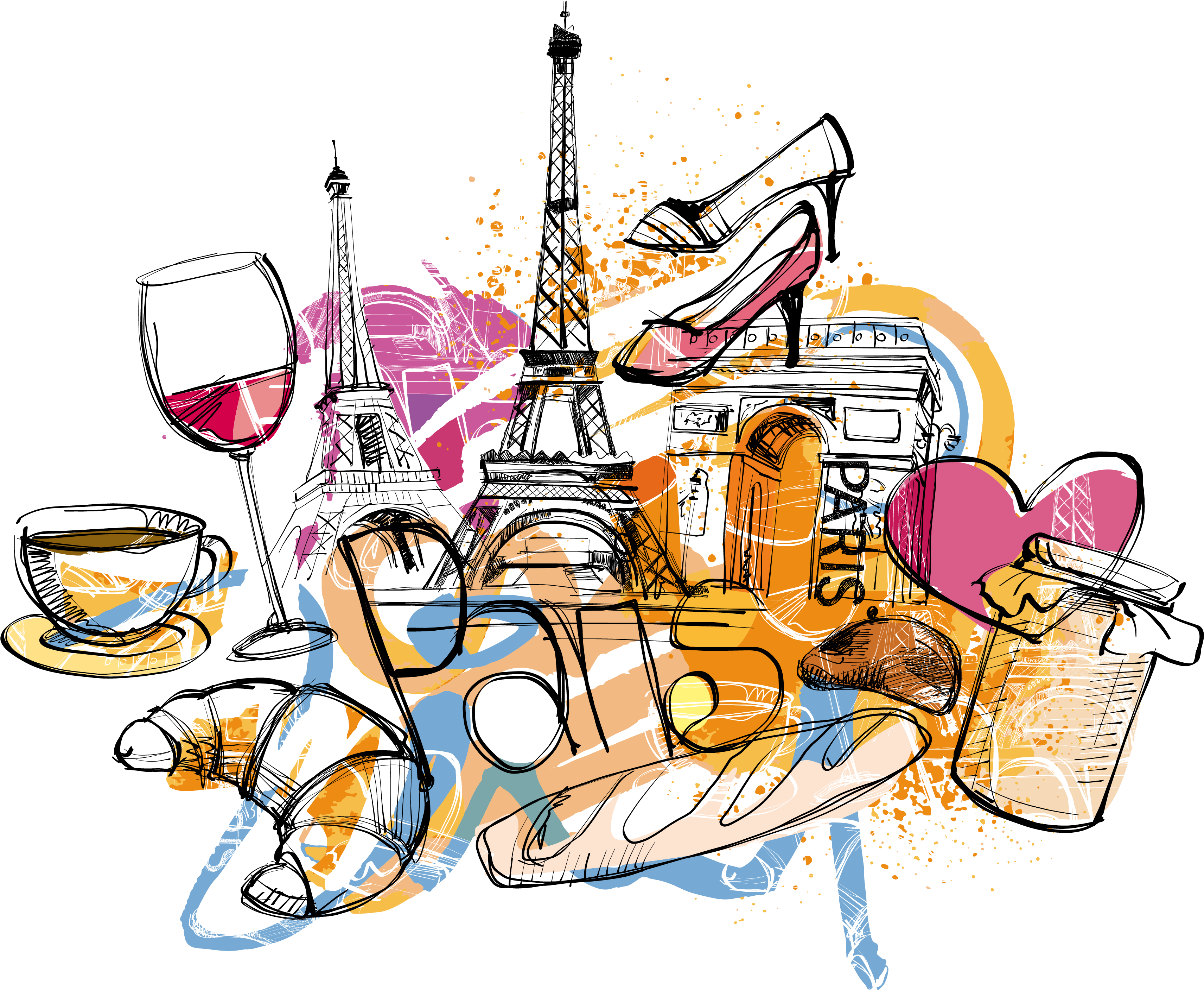 Eiffel Tower Architecture Cartoon Illustration Theme - Eiffel Tower Architecture Cartoon Illustration Theme (4513x3446)