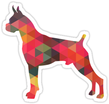 Boxer Dog Colorful Geometric Pattern Silhouette Sticker - Boxer Dog Colorful Geometric Pattern Silhouette Sticker (375x360)