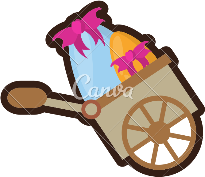 Cartoon Hand Cart With Easter Eggs - Cartoon Hand Cart With Easter Eggs (800x800)