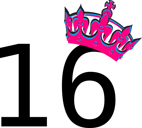 Pink Tilted Tiara And Number 16 Clip Art At Clker Com - Number 13 Clipart (600x541)