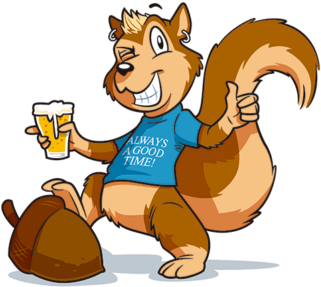 Nutty The Squirrel - Squirrel Cartoon With A Beer (636x335)