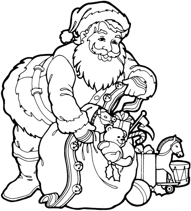 Santa Claus Coloring Pages 3 - Drawings Of Christmas Festival (652x720)