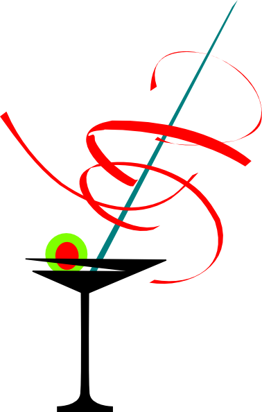 Black And White Martini Glass Clip Art At Clker - Cocktail Glass (378x594)