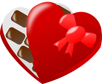 Pralinen, Herz, Liebe, Box, Süß - Valentine Chocolate Clip Art (411x340)