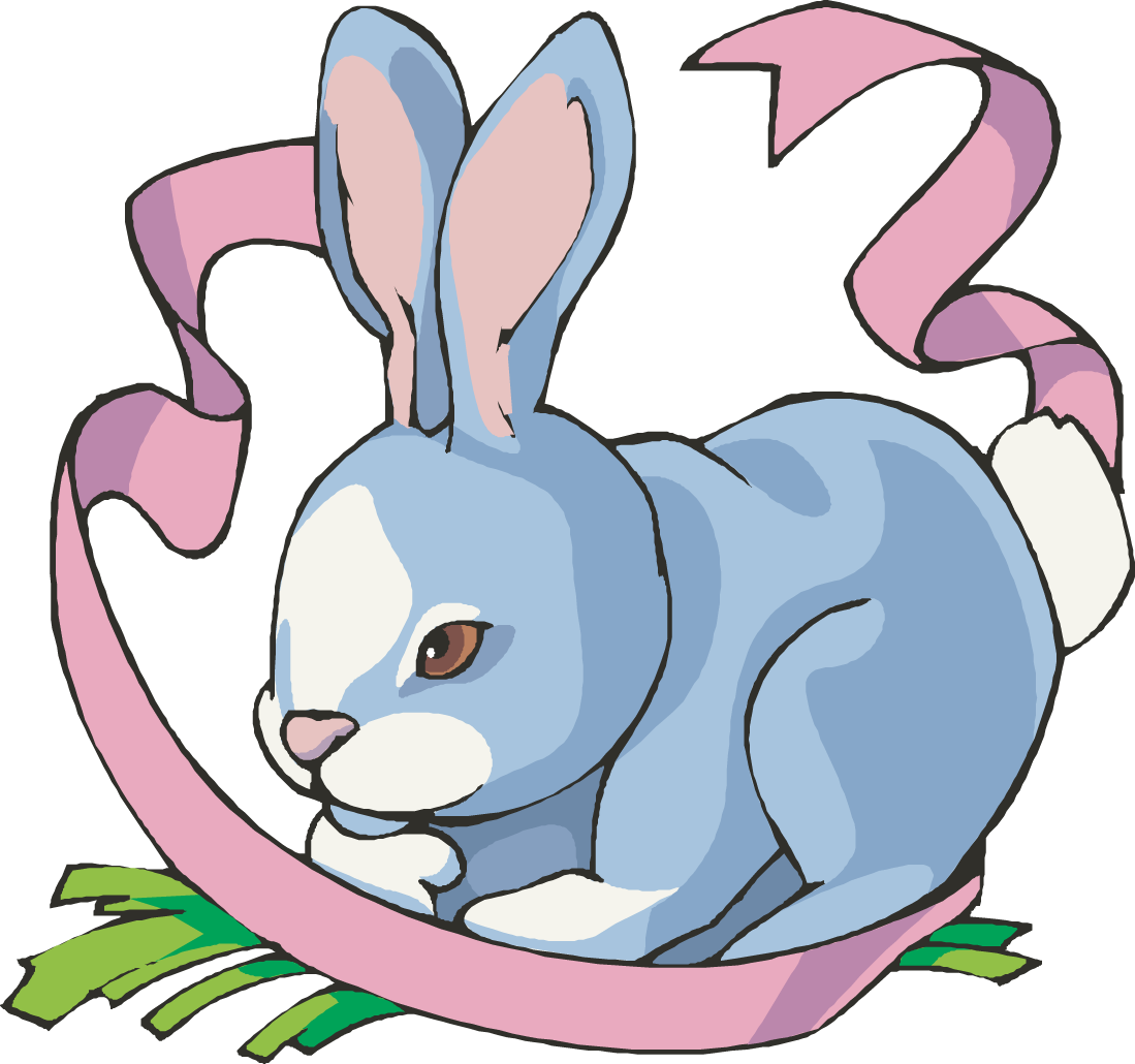 Rabbit Clipartpetsbunch - Com - Petsbunch - Com - Darling Happy Easter Bunny With Ribbon Key Ring Keychain, (1099x1030)