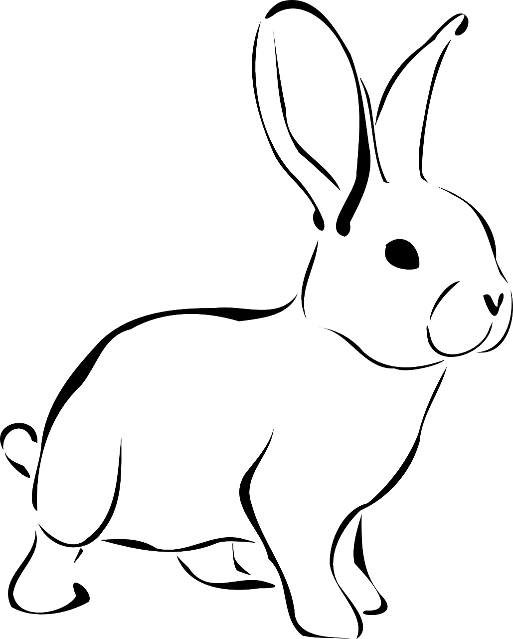Kaninchen, Tier, Tierwelt, Natur, Hase, Frühling - Rabbit Clipart Black And White (1029x1280)