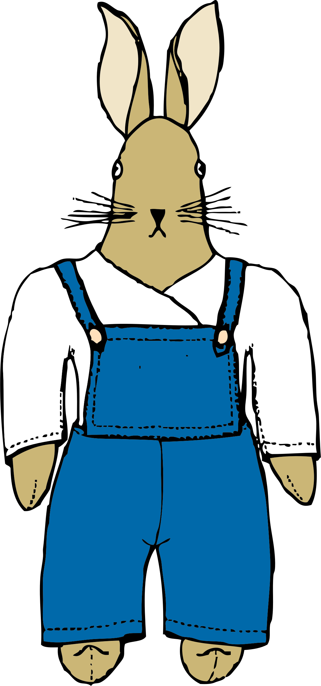 Free Bunny In Overalls Front View - Overall Clip Art (640x1280)