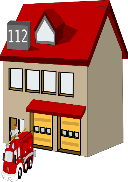 Feuerwehr Clip Art At Clker - Fire Station Art Clip (420x595)
