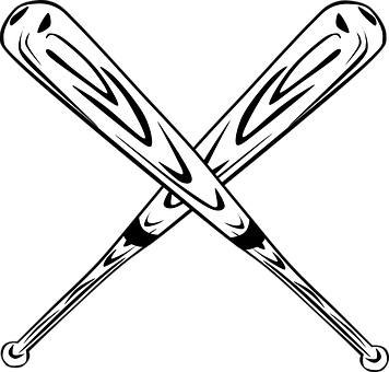 Baseballschläger, Baseball - Crossed Baseball Bats Vector (356x340)