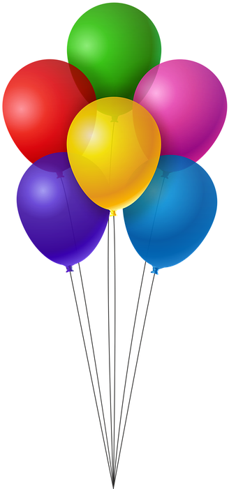 Luftballons Geburtstag Clipart - Baloes Coloridos Png (366x720)