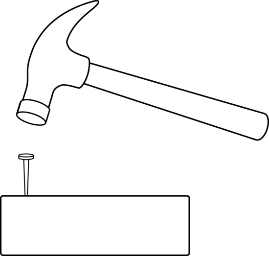 Hammer Clipart Black And White - Hammer And Nail Clip Art (550x523)