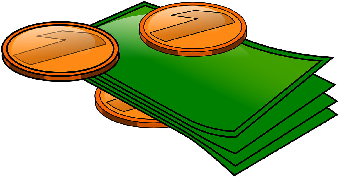 Bills Coins Cash Money Finance Currency Ba - Transparent Background Money Clipart (1280x640)