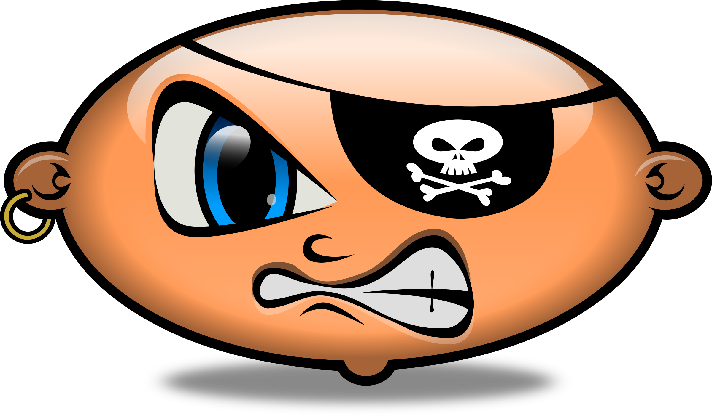 Pirate Angry Emoticon Smiley Smilies Head - Pirate Eye Patch Clipart (2400x1405)