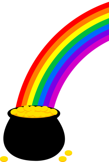 Rainbow With Pot Of Gold Clip Art - Pot Of Gold With Rainbow (369x550)