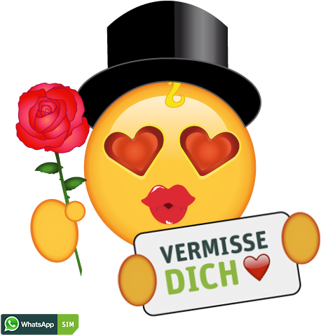 Gute Besserung Emoticon Mit Locke Und Rose - Smiley Ich Vermisse Dich (500x500)