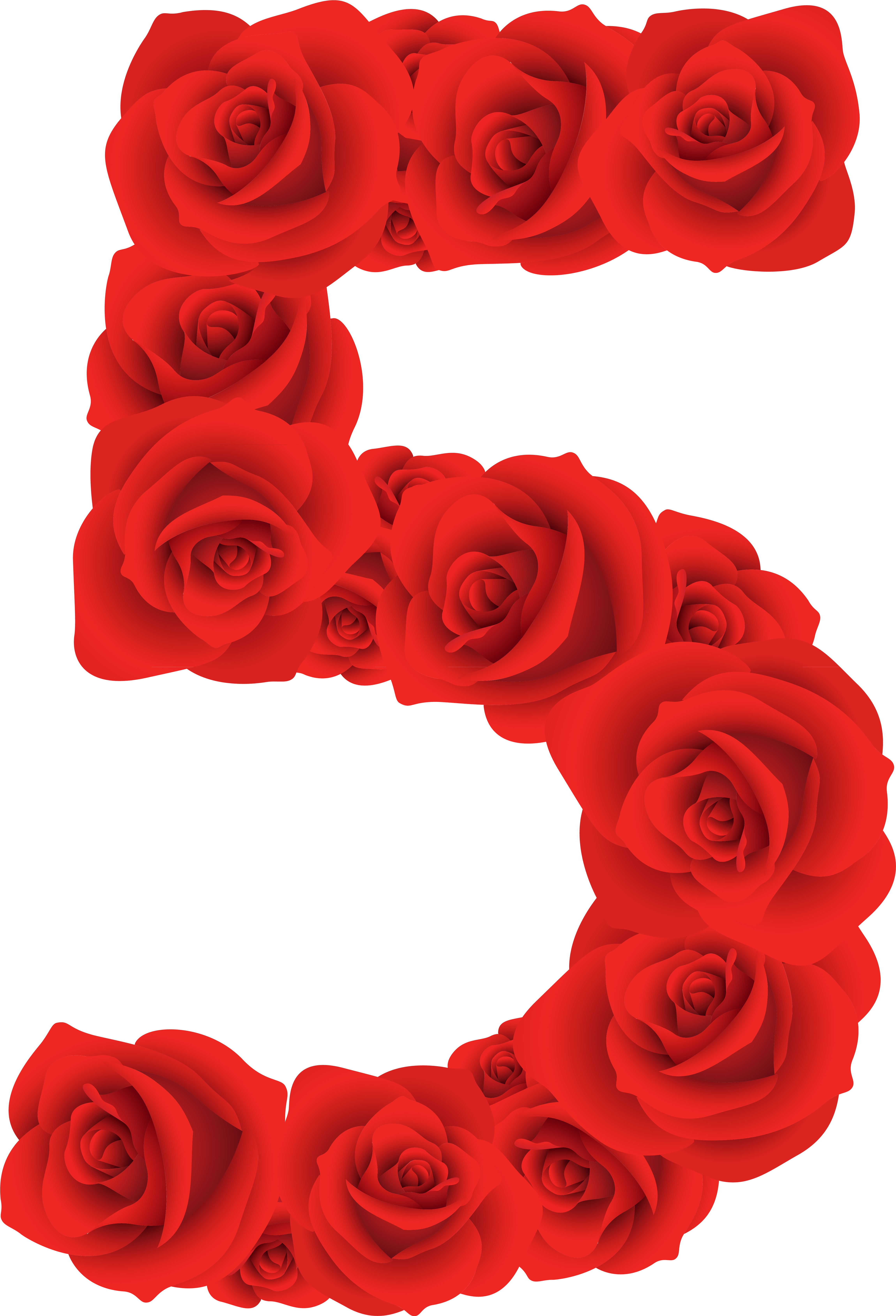 Clipart Images, Red Roses, Numbers, Poems, Empire, - Number 5 In Roses (4749x6932)